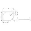 Kép 2/2 - Radaway Delos E 90x80 íves lapos aszimmetrikus zuhanytálca szifonnal Balos