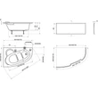 Kép 3/3 - Ravak Asymmetric 150x100 balos aszimmetrikus kád + kádláb, fehér
