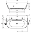 Kép 3/3 - Ravak Freedom W 166x80 szabadon álló fürdőkád + kádláb, fehér