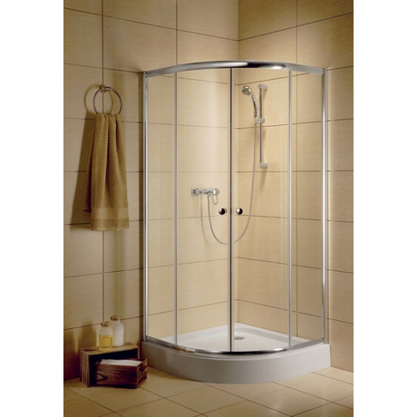 Radaway Classic A 80x80x185 íves zuhanykabin átlátszó üveggel, görgős, króm