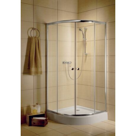 Radaway Classic A 90x90x185 íves zuhanykabin átlátszó üveggel, görgős, króm