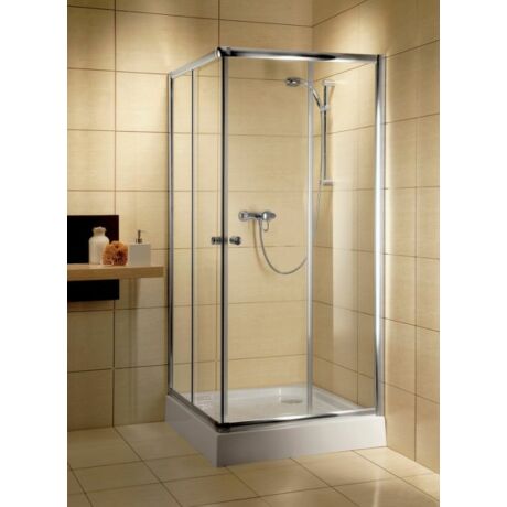 Radaway Classic C 80x80x185 szögletes zuhanykabin átlátszó üveggel, görgős, króm