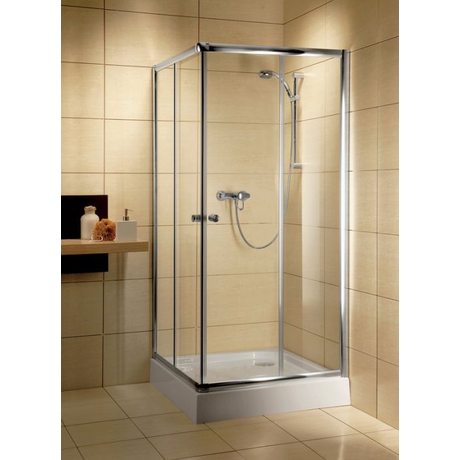 Radaway Classic C 80x80x185 szögletes zuhanykabin átlátszó üveggel, görgős, fehér