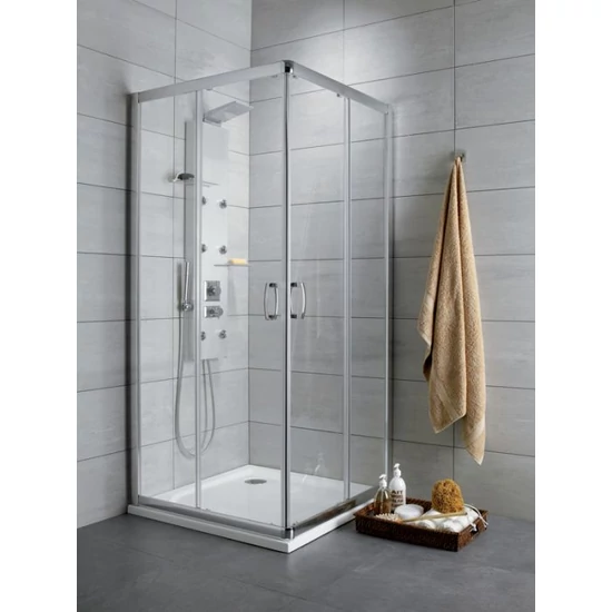 Radaway Premium Plus C 100x100x190 szögletes zuhanykabin átlátszó üveggel, görgős